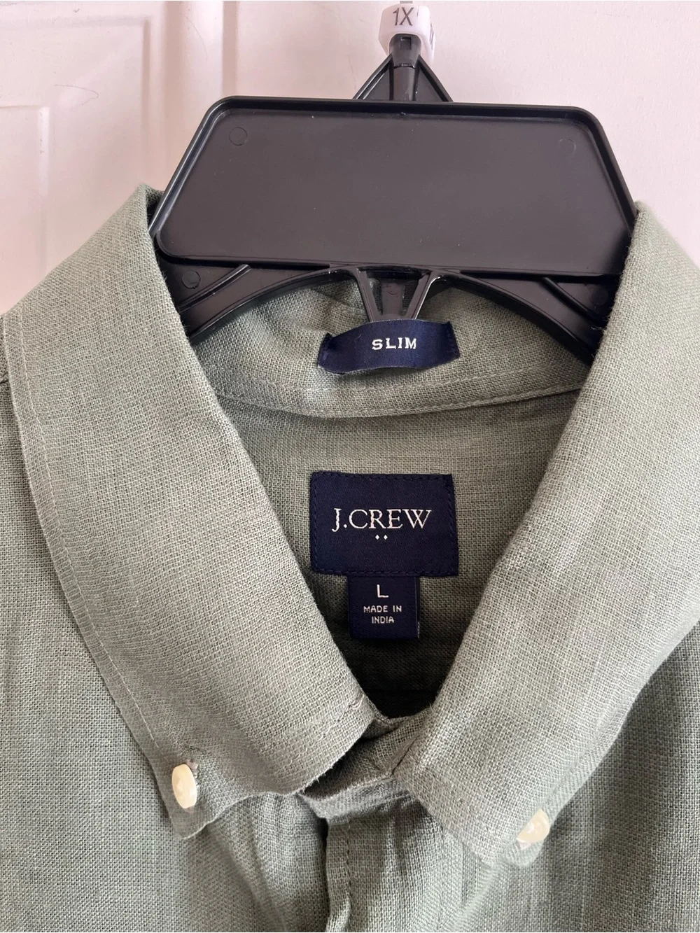 J. Crew Linen Blend Shirt Men’s XL Olive Green Preppy Button Down Classic